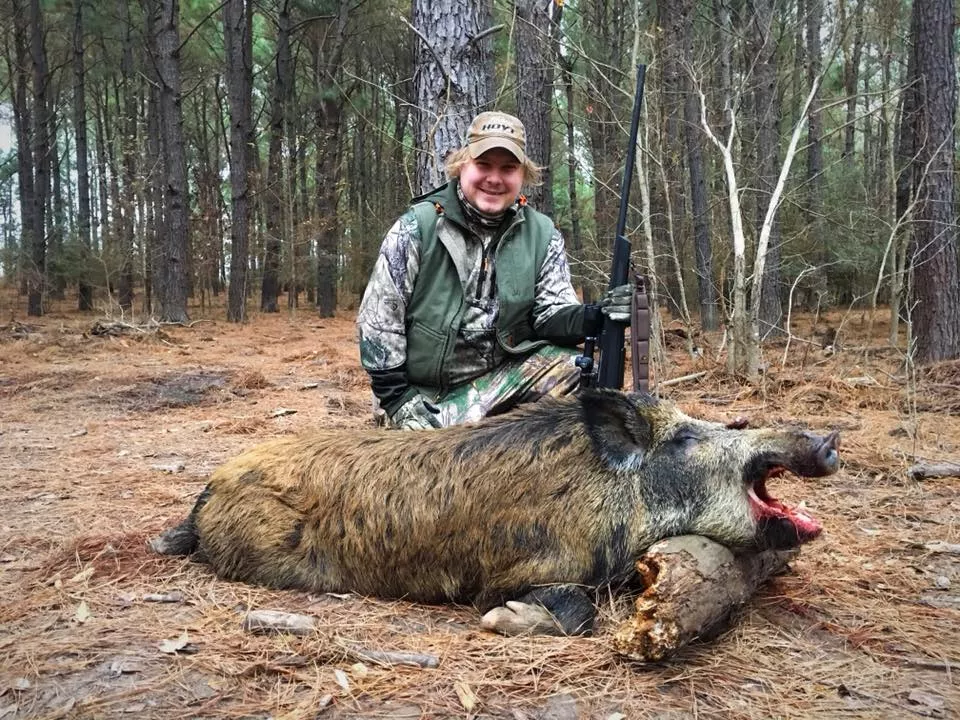 hunter with boar